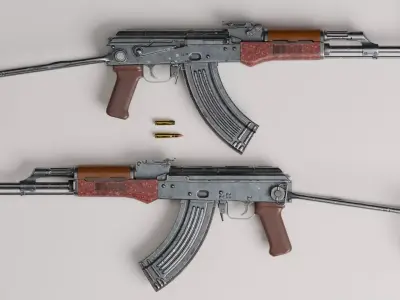 AKMS - AK Under Folding Stock Low-poly 3D model