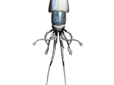 Robot Squid Rigged Low-poly 3D model