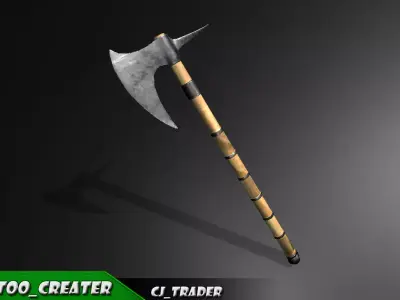 Modern War Axe Lowpoly 3d model Low-poly 3D model