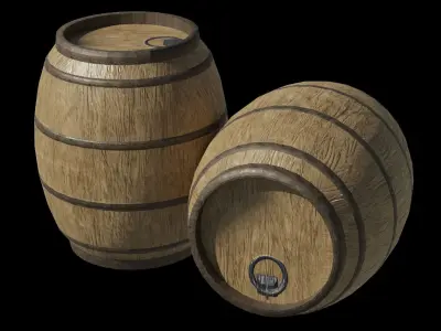 Low Poly Wooden Barrel Free low-poly 3D model buy