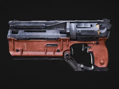 Cyberpunk gun Low-poly 3D model