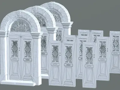 Wooden Door unpainted game asset Low-poly 3D model