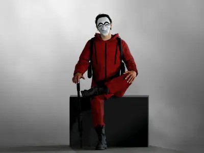 Robber from Money Heist Korea Low-poly 3D model