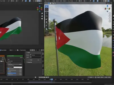 Animated Jordan Flags 3D model
