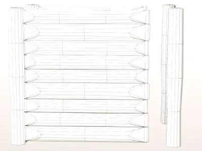 Modular Log Fence wooden dirty old fencing Low-poly 3D model