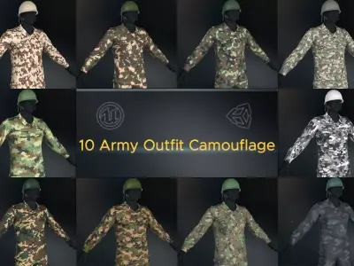 10 Army Outfit Camouflage  Low-poly 3D model