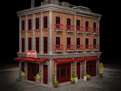 URBAN BUILDING OLD HORROR 9 Low-poly 3D model