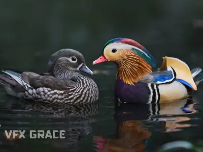 Mandarin Duck Male Animated VFX Grace 3D model