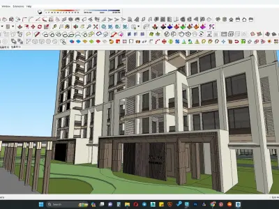 Minimalist commercial building 3D model