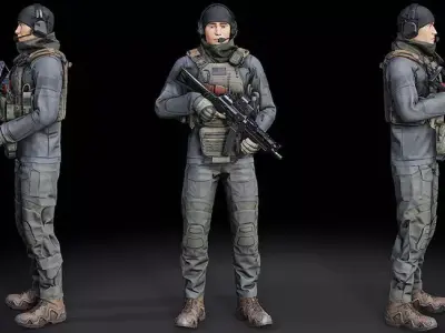 Modular Soldier PMC V1 Low-poly 3D model