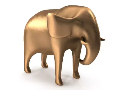Elephant PBR golden Low-poly 3D model