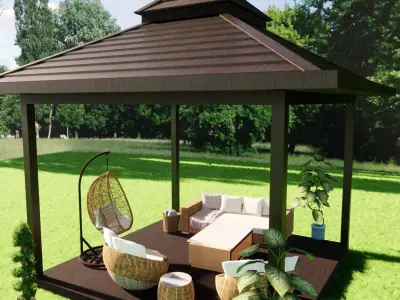 wooden pergola 3D model order