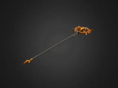 Magic Staff - Golden X Low-poly 3D model