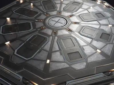 Sci-fi Helipad Landing Platform Stand PBR 3D model