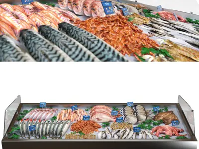 Seafood display Low-poly 3D model