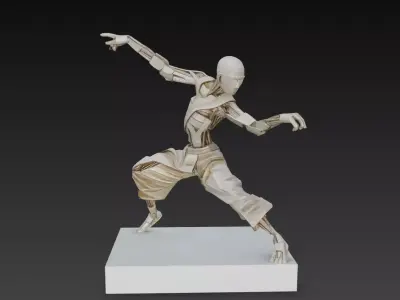 Sci-Fi Cyber Ninja Warrior Mech Sculpture STL V1 3D print model