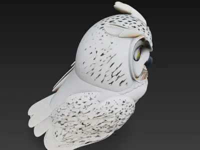 Owl White Realistic 3D Model - Low Poly Realistic Low-poly 3D model