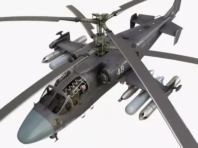 Kamov Ka-52 Alligator Dark Basic Animation Low-poly 3D model