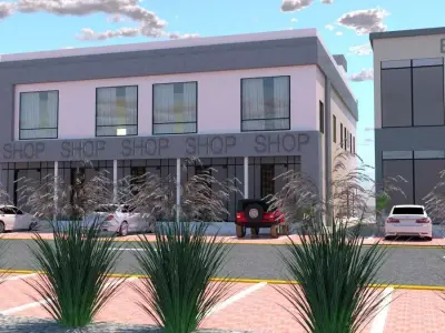 Compact Retail Building A35 DWG SketchUp 3D model