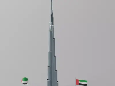 Burj Khalifa Dubai Tower 2 Low-poly 3D model