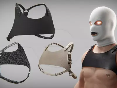PBR Male Chest Harness accessory variations Low-poly 3D model