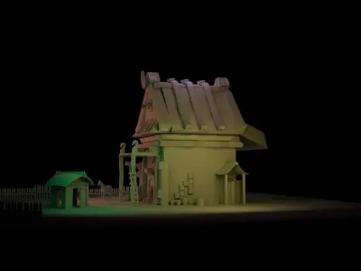 03Game model haunted house Low-poly 3D model