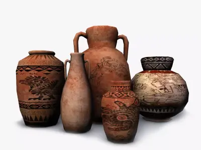 Low poly aztec pottery Low-poly 3D model