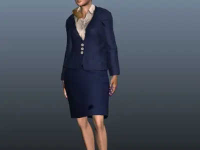 Female Airhostess - Animated Low-poly 3D model