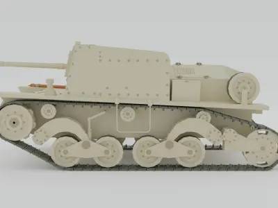 Cartoon Semovente L40 da 47-32 Tank 3D model