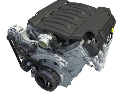 V8 Engine with Semi Interior 3D model