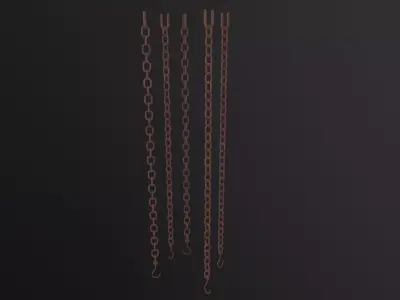 Old Chain with Hook 3D Model Low-poly 3D model
