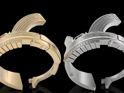 Gun AK47 ring silver gold printable jewelry 3D model 3D print model