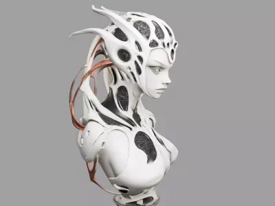 Futuristic Cyborg Female Bust 3D model