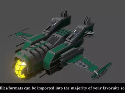 Sci-Fi  Fighter Ship v3 -  Low Poly - Game ready - PBR Low-poly 3D model