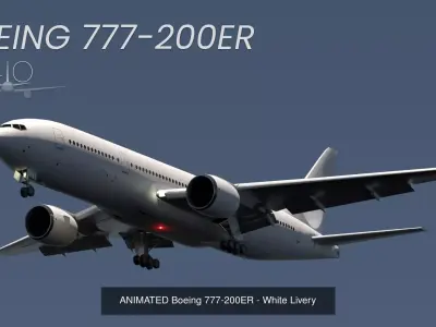 ANIMATED Boeing 777-200s - 5 Liveries 3D Model Collection