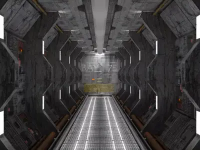 Spaceship Corridor Free 3D model