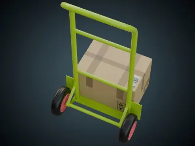 Hand Truck And Boxes 5 Basic Low-poly 3D model