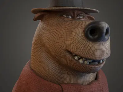 Detective Bear Low-poly 3D model
