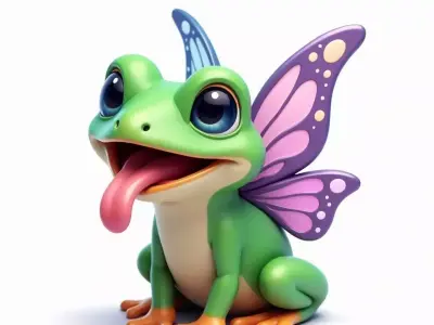 Fairy Frog with Butterfly Wings 3D Model Low-poly 3D model