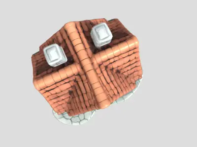 Wood and Stone House 3D Model PBR Textured Game Ready Low-poly 3D model