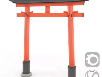Japanese Torii Gate Low-poly 3D model