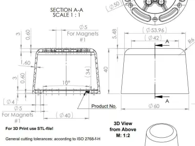 PEDESTAL TYPE-A D60 H40 10deg R6 3D print model