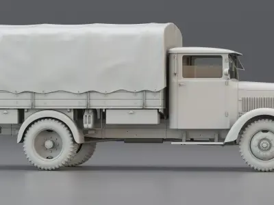 WWII German Army Cargo Truck 3 5t 3D model