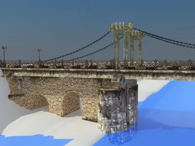 Chain Bridge Kutaisi Low-poly 3D model