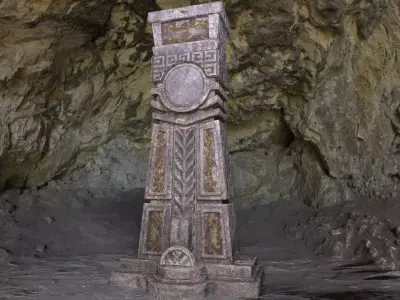 Ancient Mayan Pillar Low-poly 3D model