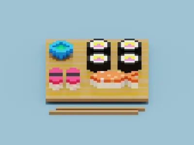 Voxel Sushi Low-poly 3D model