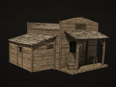 Western sheriffs office Low-poly 3D model