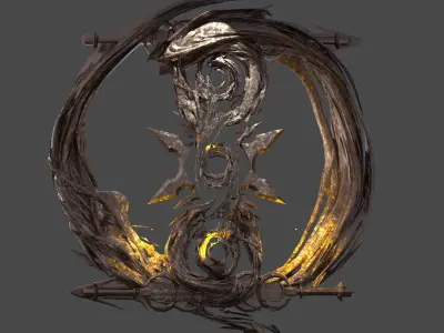 Healers Tree Wall engraving 1 Low-poly 3D model