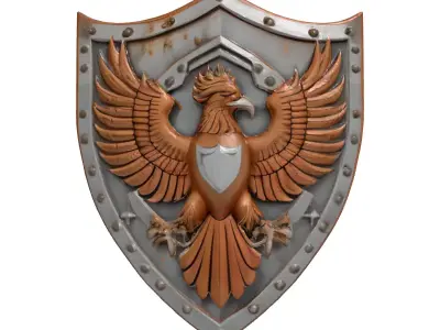 Medieval Eagle Crest Shield 3D model