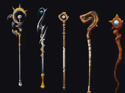 Magical Wand Wizard Ax Weapon Scepter Axe Cleaver Hatchet Low-poly 3D model